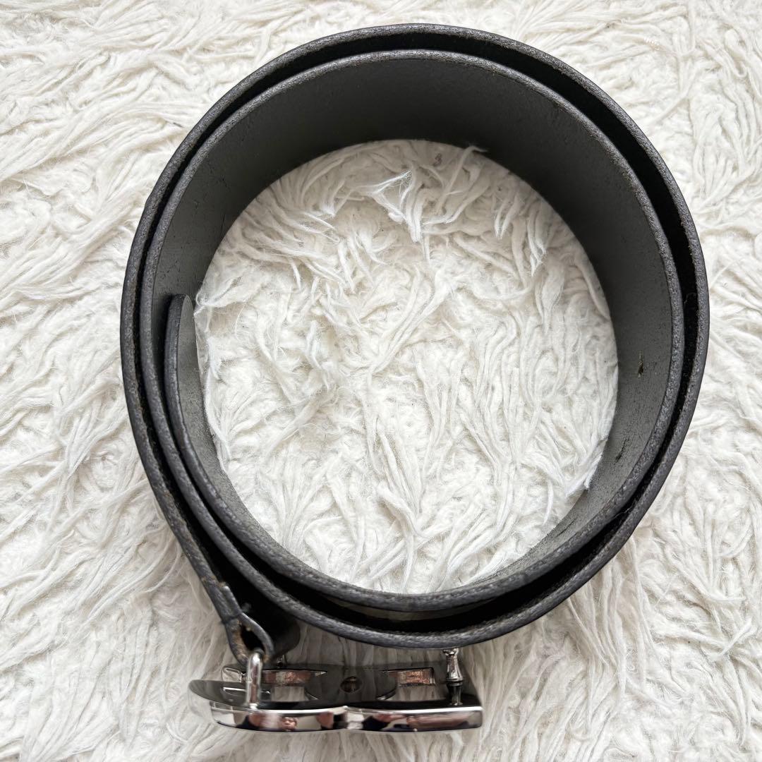 美品/DOLCE&GABBANA/DGデカロゴベルト/黒/メンズ／レザー