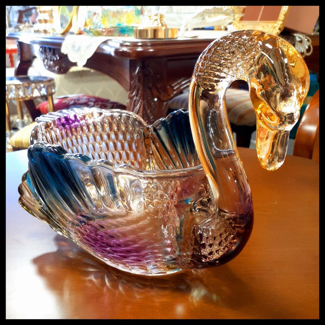 輸入雑貨　高級オーロラガラス　果物盛り合わせ皿　フルーツ野菜プレート　お菓子鉢