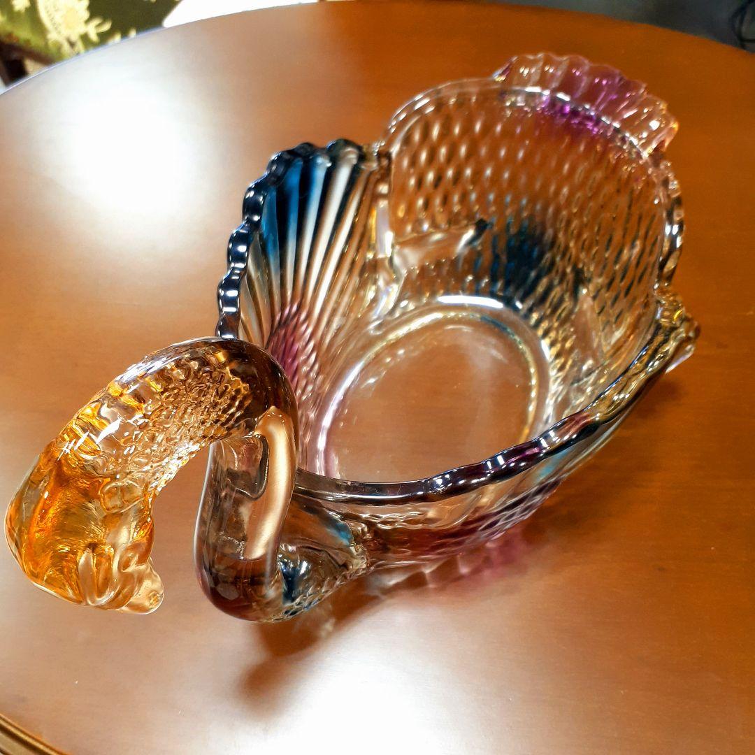 輸入雑貨　高級オーロラガラス　果物盛り合わせ皿　フルーツ野菜プレート　お菓子鉢