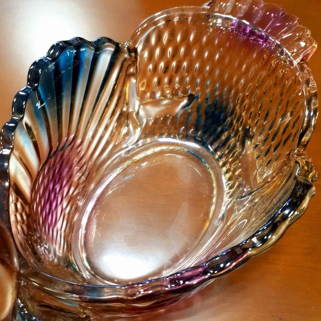 輸入雑貨　高級オーロラガラス　果物盛り合わせ皿　フルーツ野菜プレート　お菓子鉢