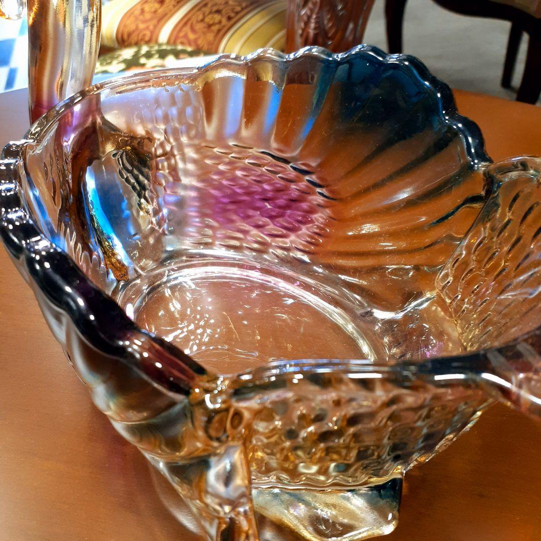 輸入雑貨　高級オーロラガラス　果物盛り合わせ皿　フルーツ野菜プレート　お菓子鉢