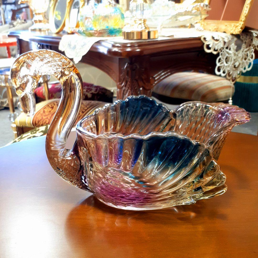 輸入雑貨　高級オーロラガラス　果物盛り合わせ皿　フルーツ野菜プレート　お菓子鉢