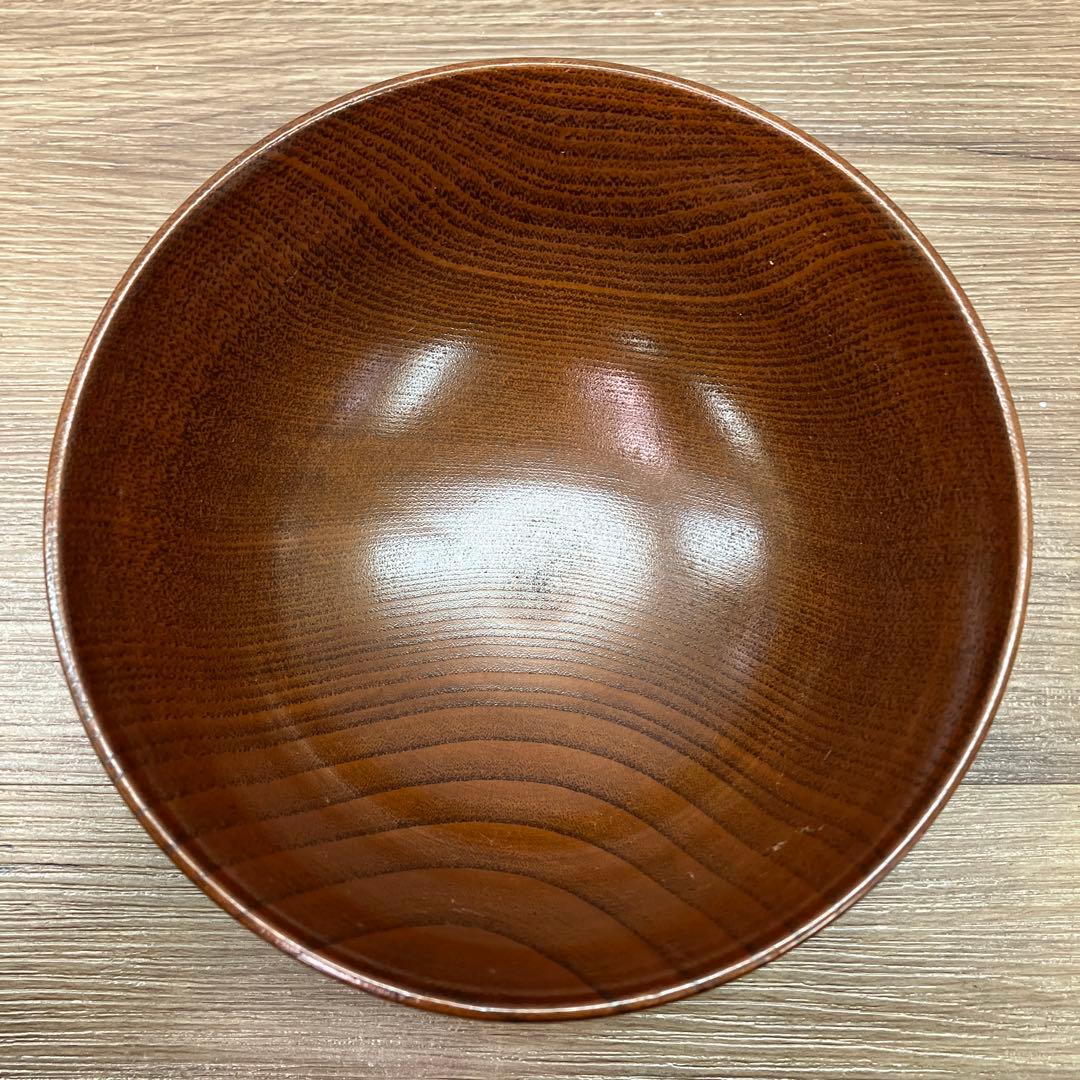 E-1 極美品 天然木 千筋挽き 汁椀 2客セット 箱付き 木製 食器