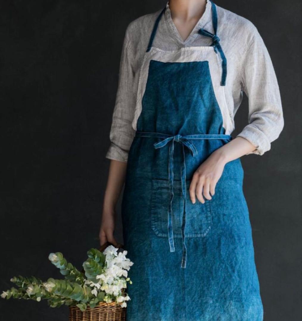 BERTOZZI ベルトッツィ エプロン リネン麻　イタリア製　ハンドペイント