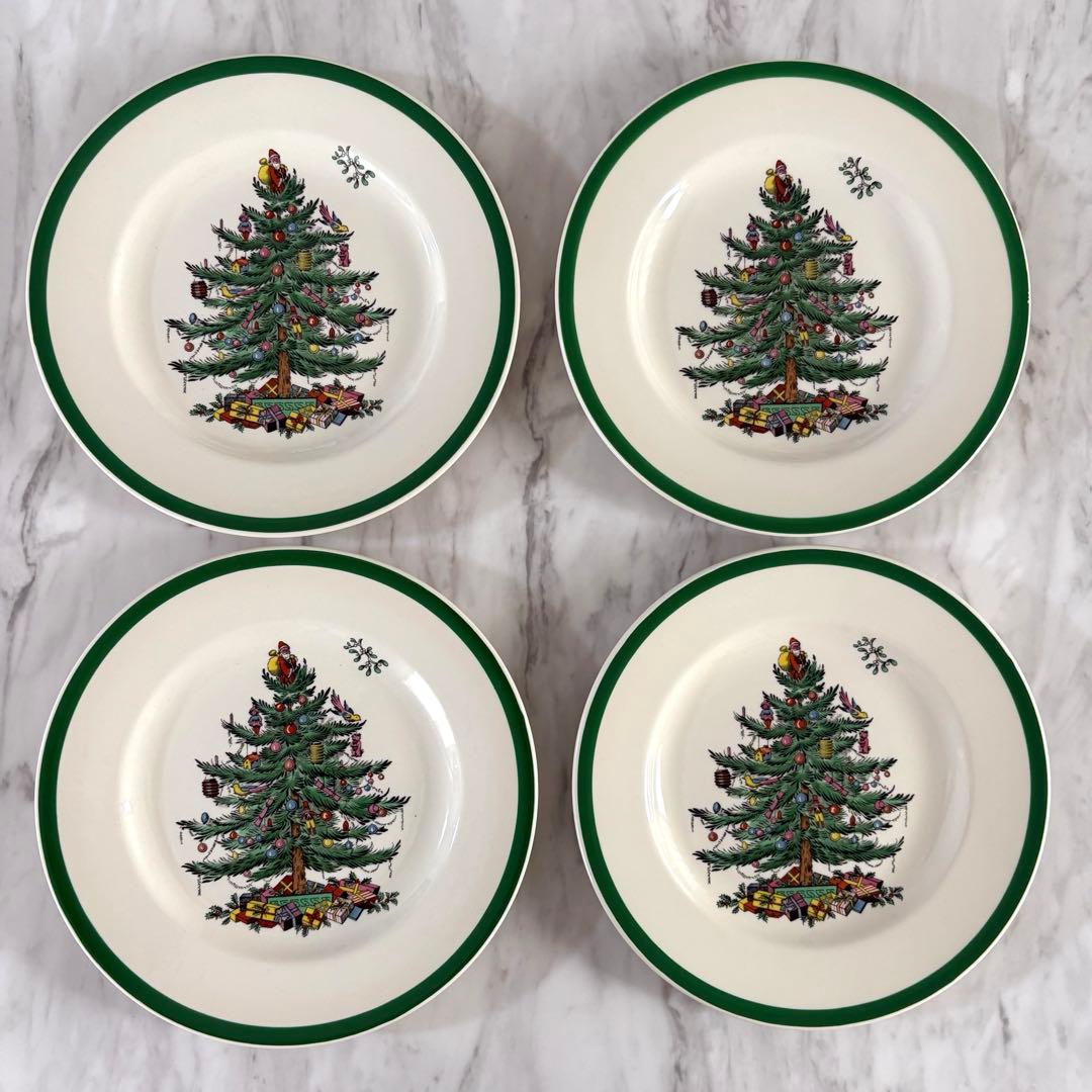【箱付き・英国製】スポード　クリスマスツリー　サラダプレート　４点セット