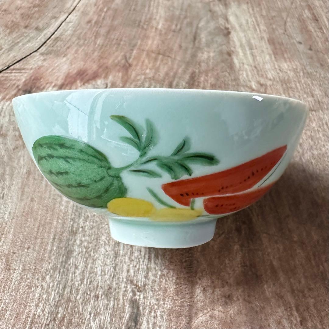 【希少】　清朝期　色絵　粉彩　果物　蟷螂　茶碗　鉢　唐物　中国古美術　古玩