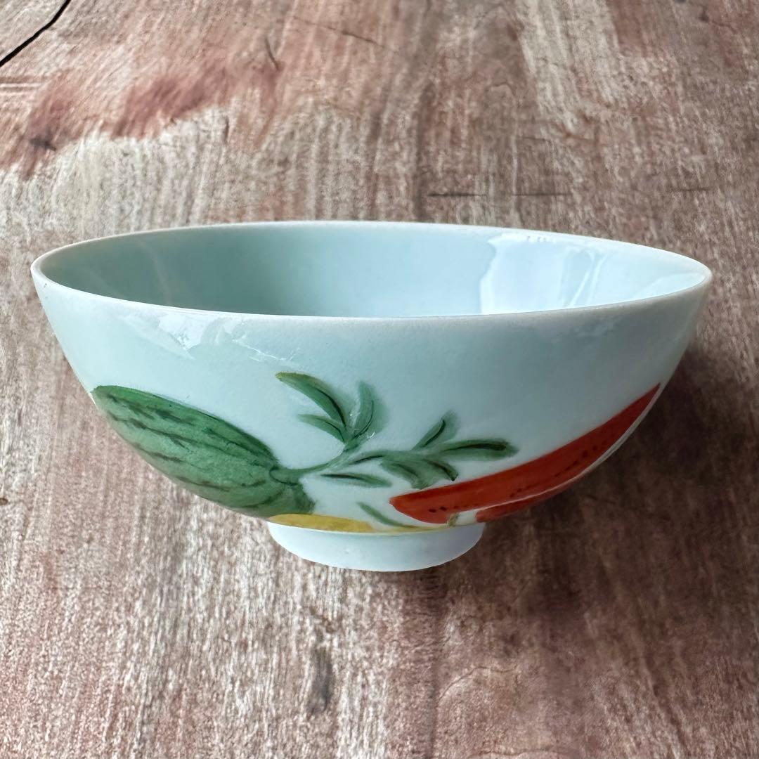 【希少】　清朝期　色絵　粉彩　果物　蟷螂　茶碗　鉢　唐物　中国古美術　古玩