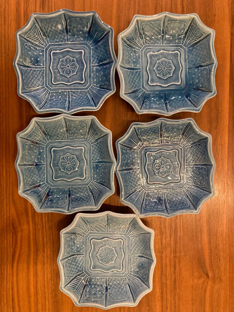 美品　淡路珉平焼　五客