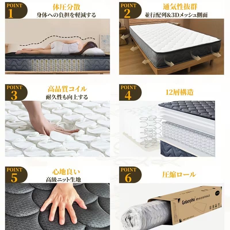 【新品】高級、厚さ21cm、120*195cmプレミアムスプリング式マットレス