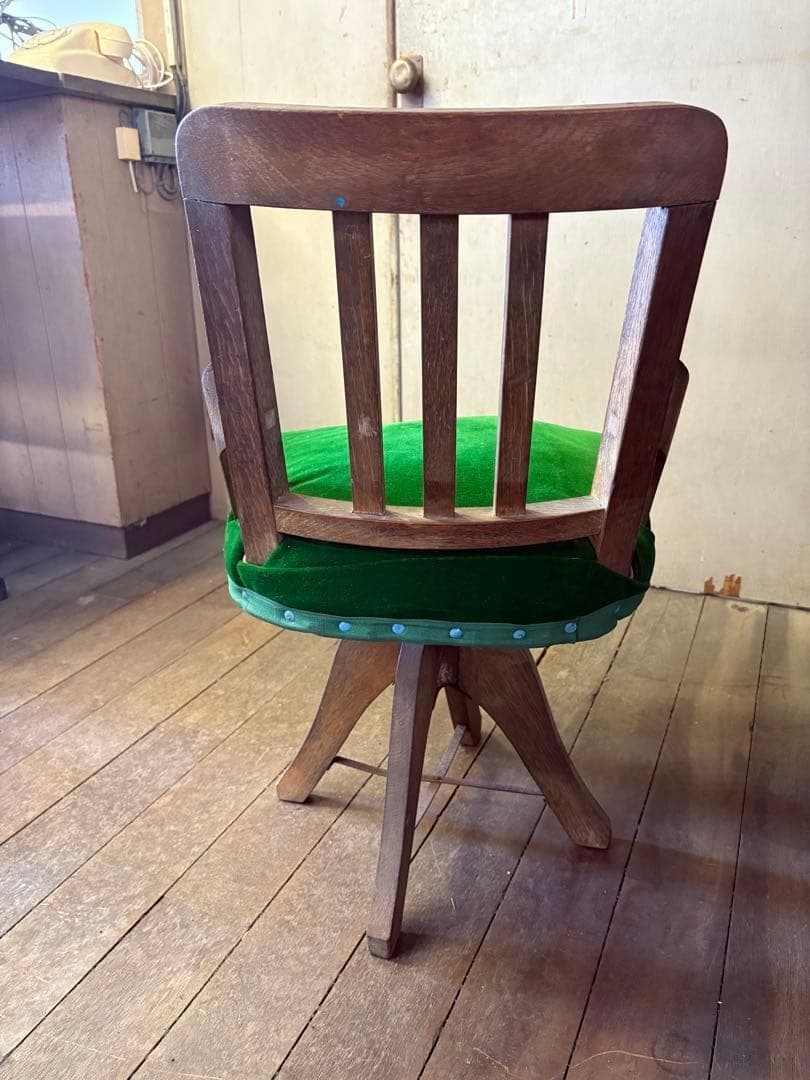 かんかん　ドクターチェア　昭和100年　アンティーク　回転椅子　木製イス