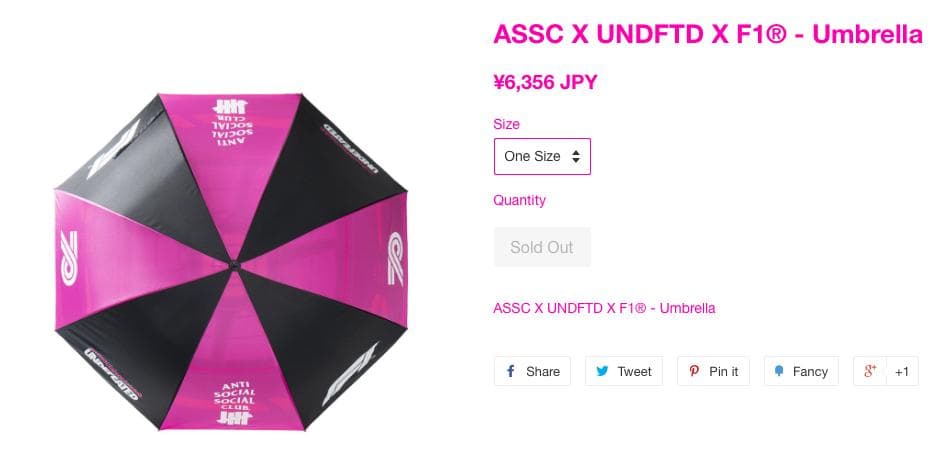 新品 アンチソーシャルソーシャルクラブ × アンディフィーテッド × F1 傘
