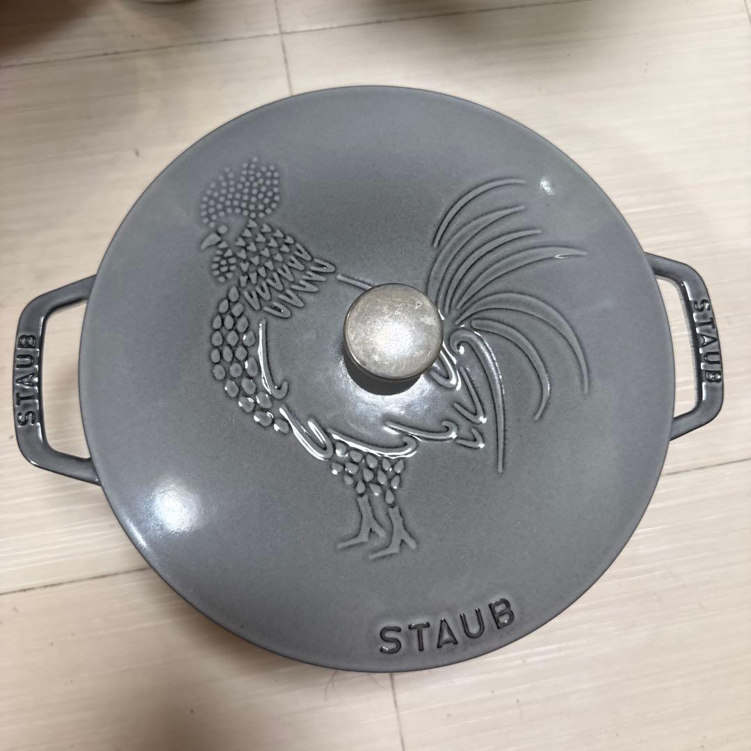 STAUB ミルクパン 24cm グレー 鶏デザイン