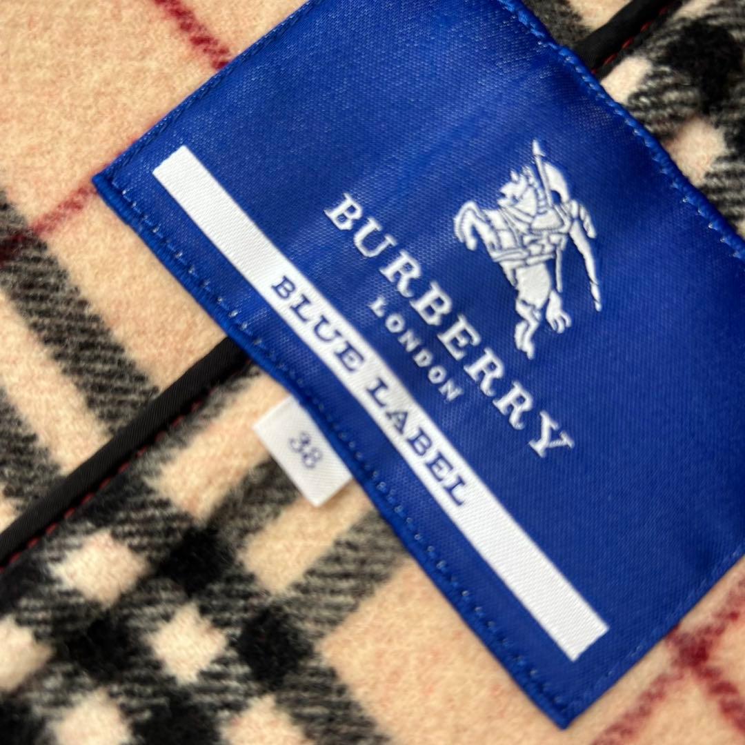 バーバリーブルーレーベル　ロングダッフルコート　ノバチェック　ダブルフェイス