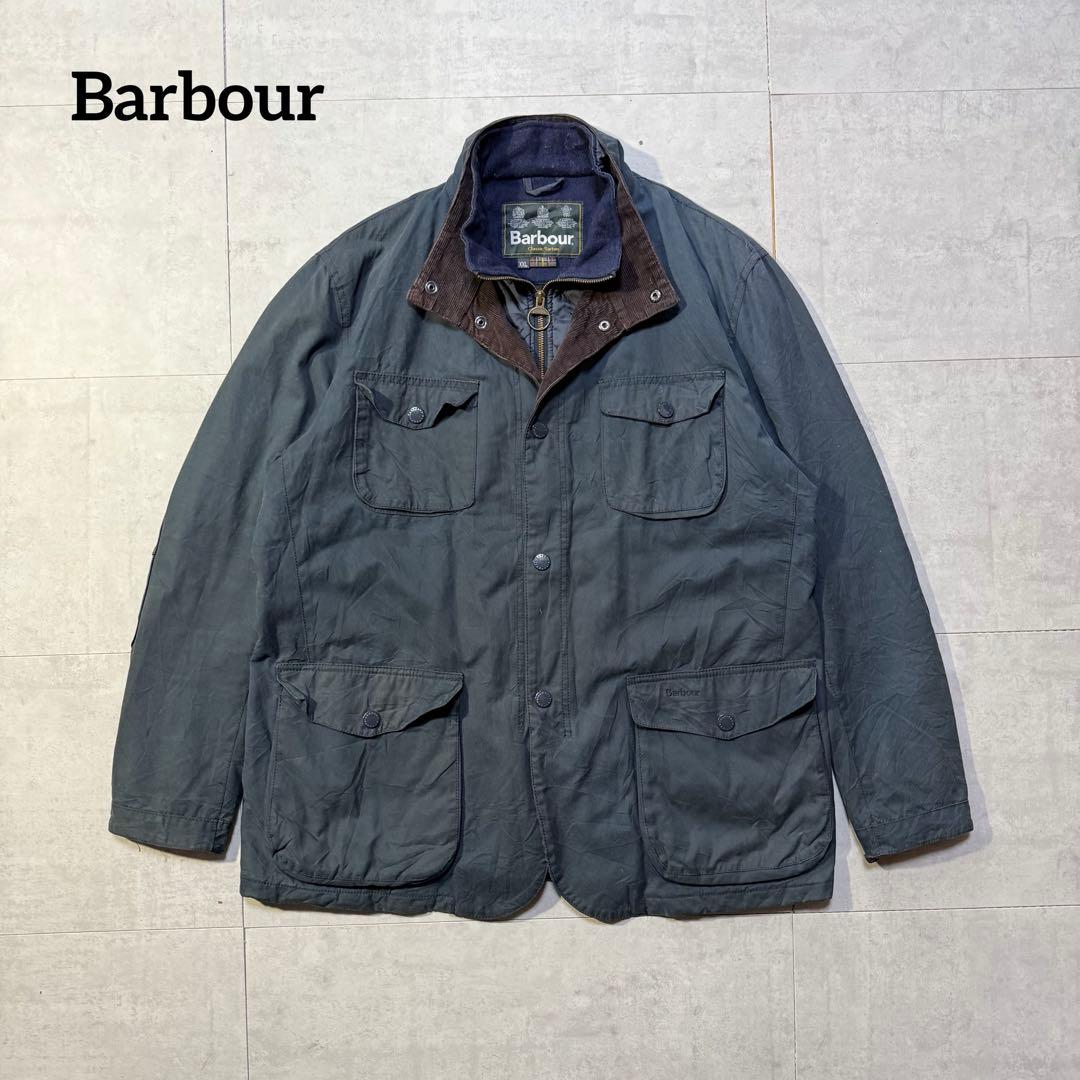 Barbour OGSTON WAXED JKT レザーエルボーパッチ ネイビー