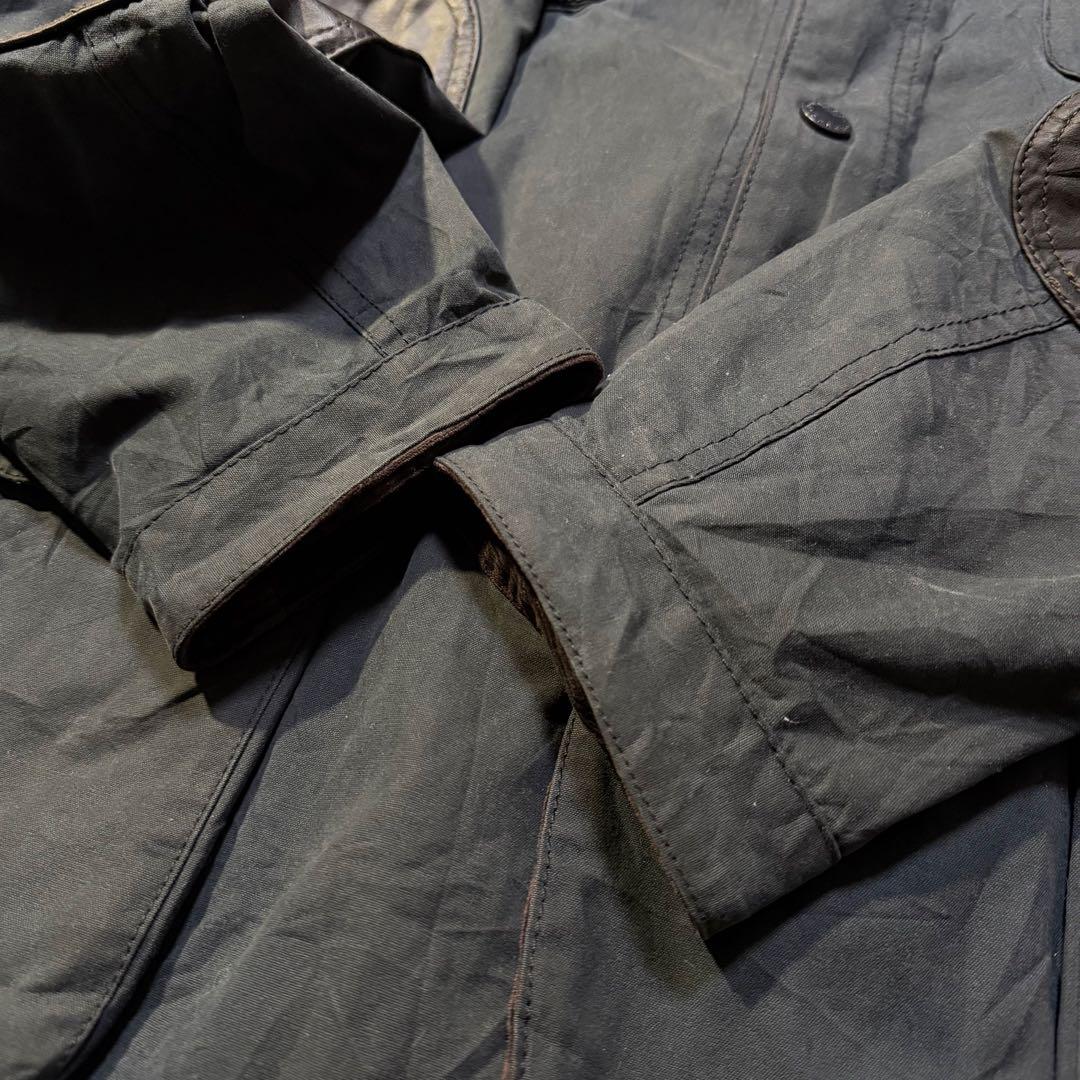 Barbour OGSTON WAXED JKT レザーエルボーパッチ ネイビー