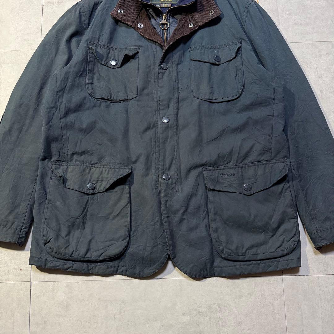 Barbour OGSTON WAXED JKT レザーエルボーパッチ ネイビー