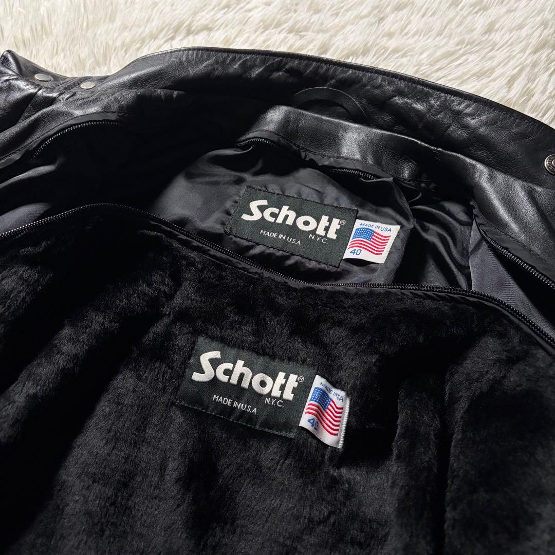 【美品/新型】schott ライダースジャケット　641 本革　黒　米国製　40