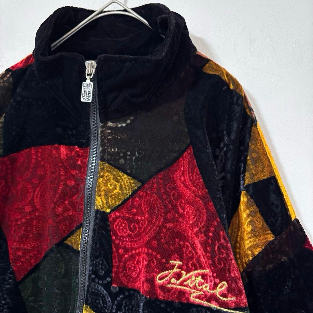 Jackie Vital ヴィンテージ　ベロアジャケット　フルジップ　ペイズリー