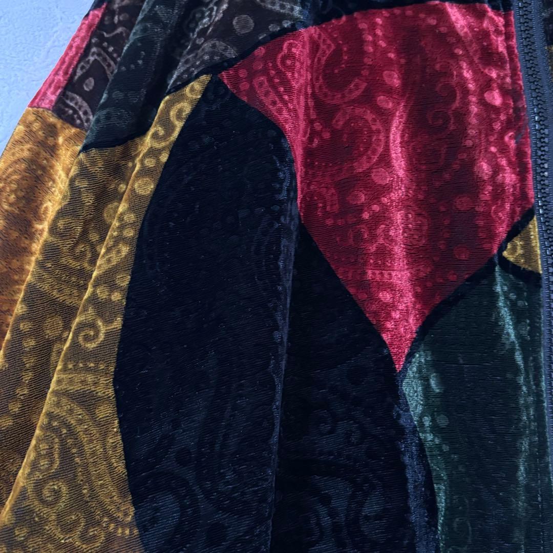 Jackie Vital ヴィンテージ　ベロアジャケット　フルジップ　ペイズリー