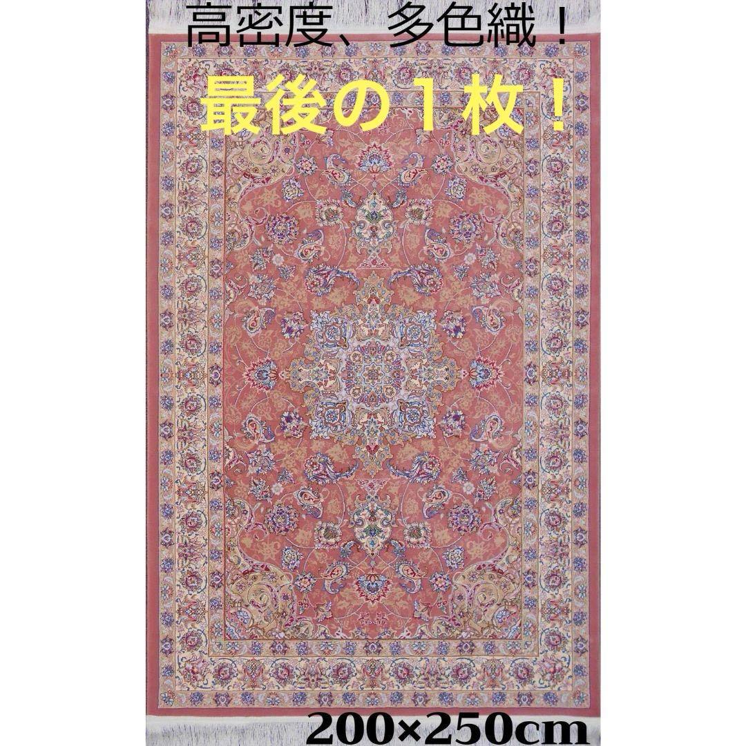 最後の一枚！高密度！輝く 本場イラン産 絨毯！約200×250cm‐200841