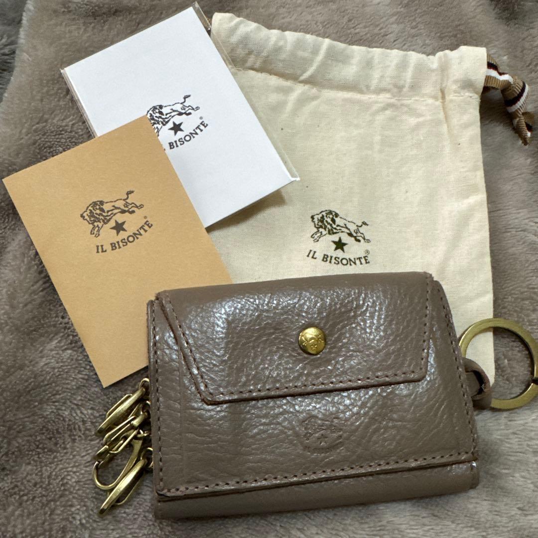 IL BISONTE グレー レザー キーケース