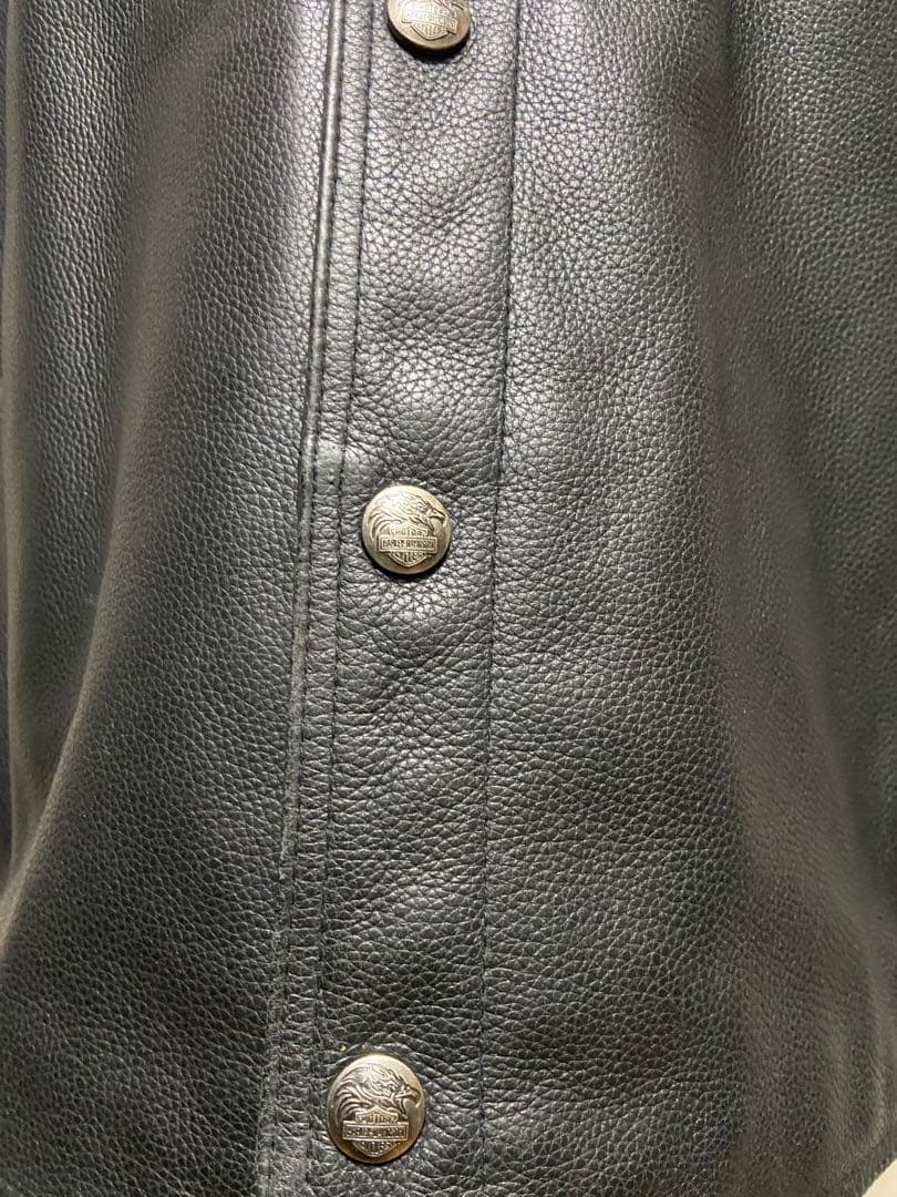 Harley-Davidson Leather Vest 背中刺繍 2XL 黒