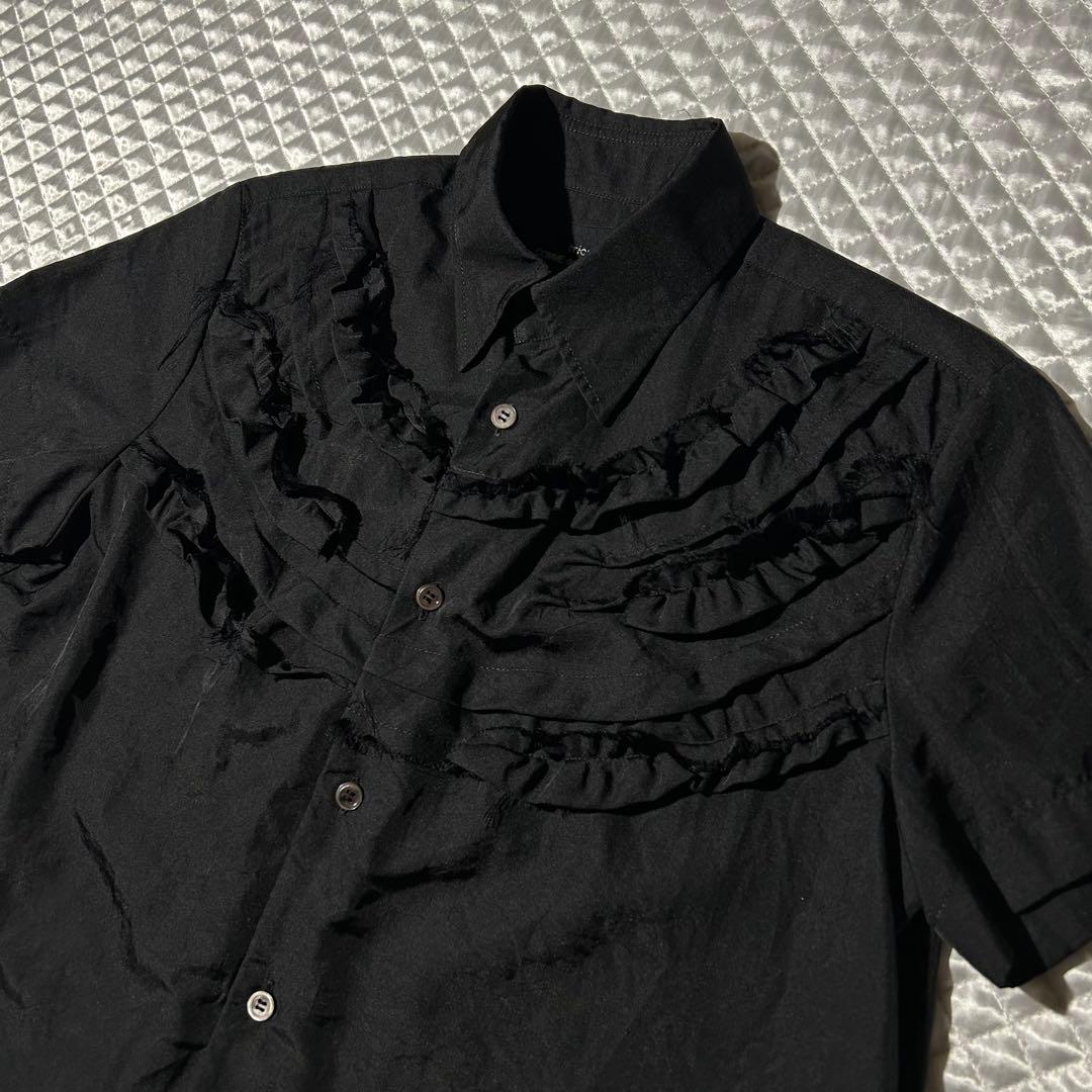 AD2006 archive ナイロンフリル半袖シャツ 黒