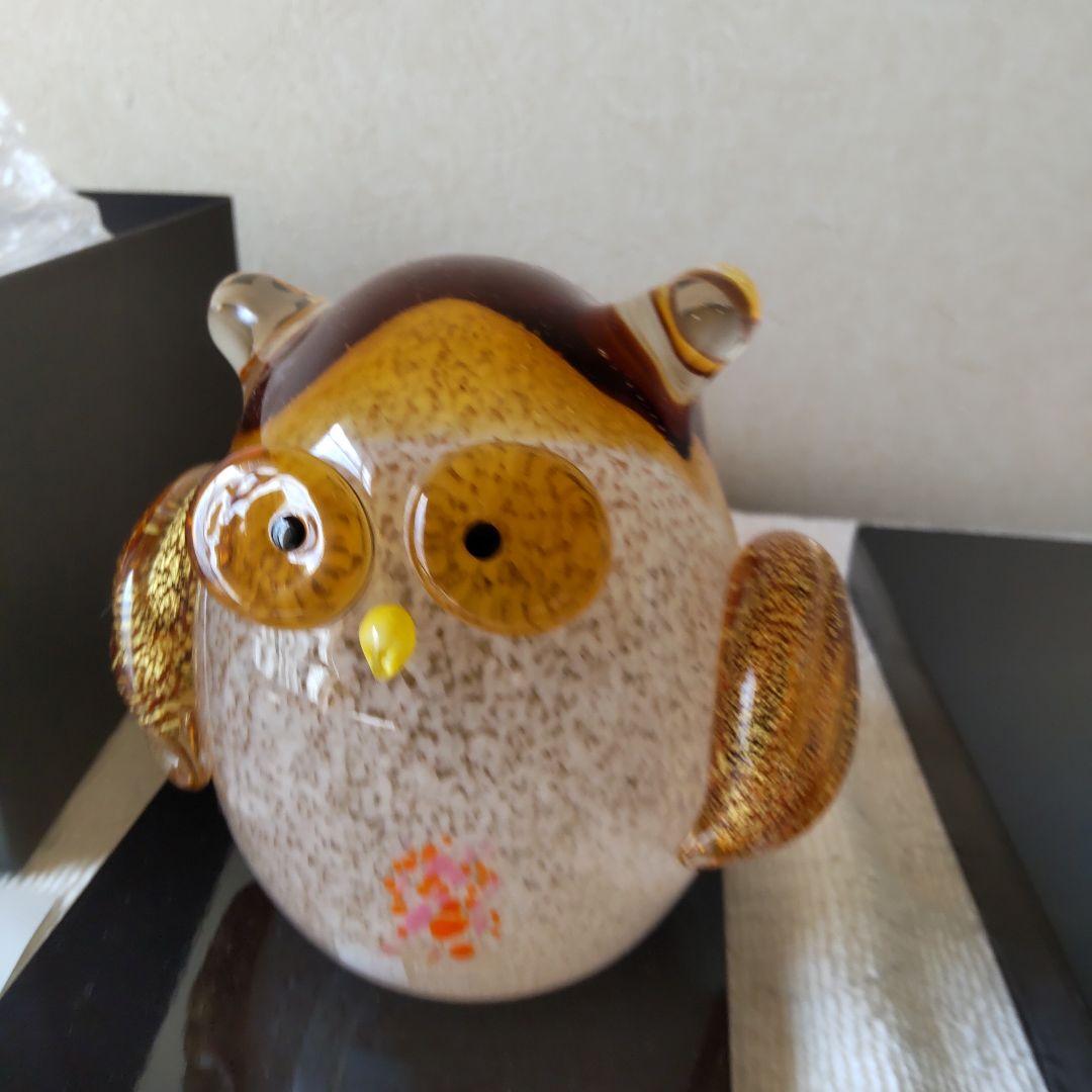 博多びーどろ　ふくろう　ひつじ　＋おまけ　ガラスの置物3点セット