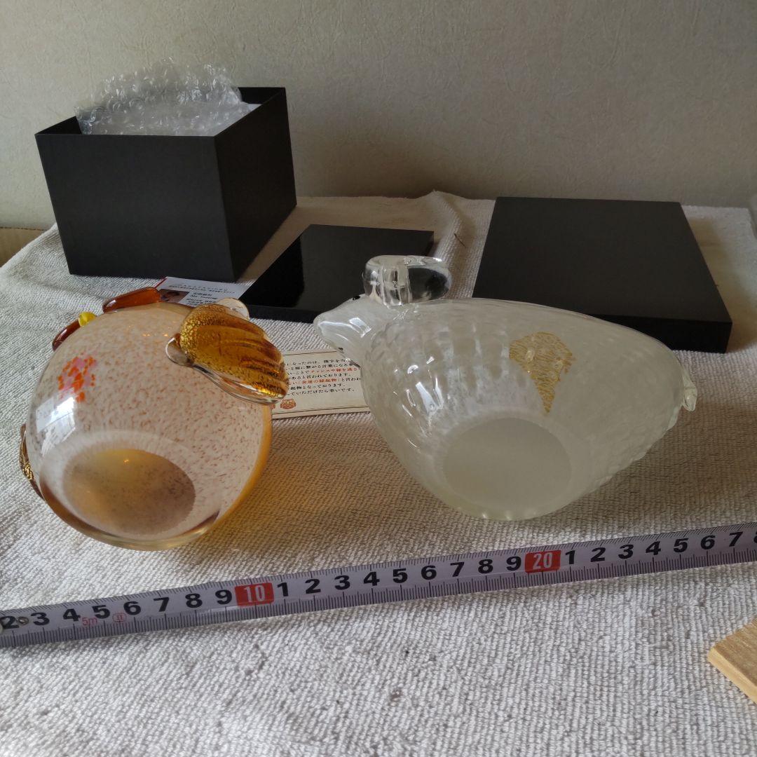 博多びーどろ　ふくろう　ひつじ　＋おまけ　ガラスの置物3点セット