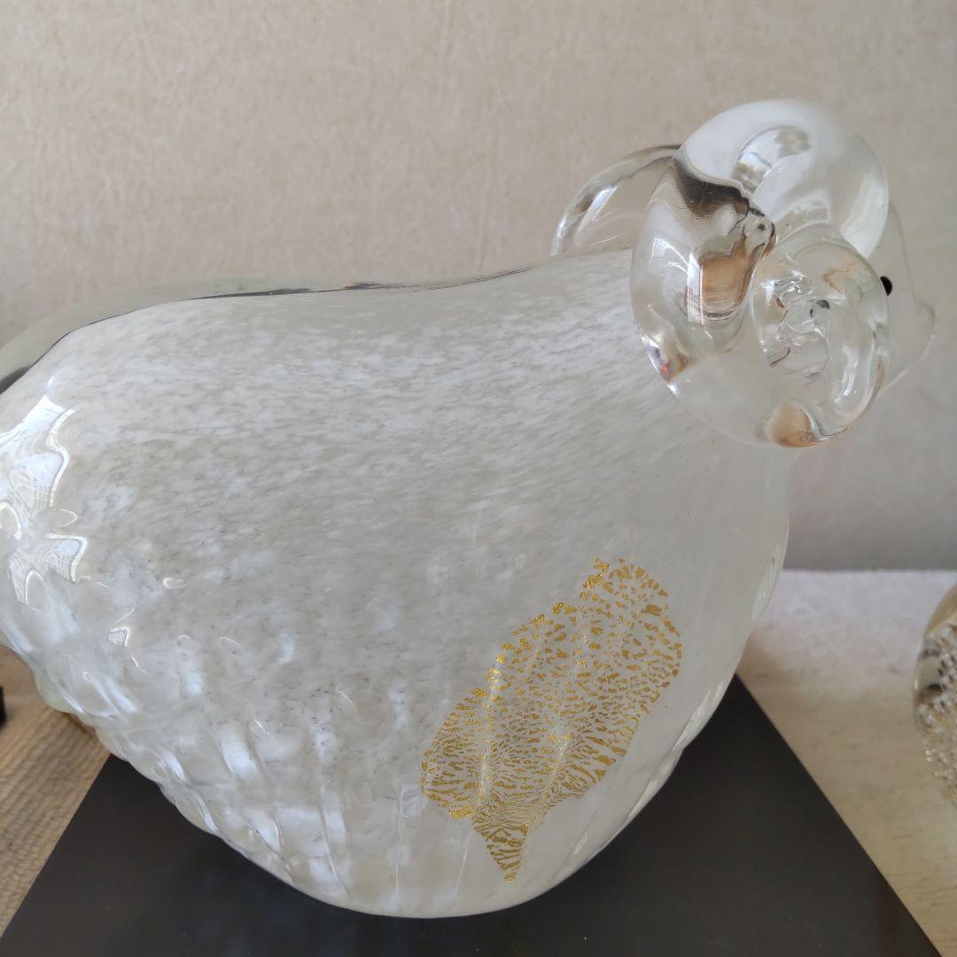 博多びーどろ　ふくろう　ひつじ　＋おまけ　ガラスの置物3点セット