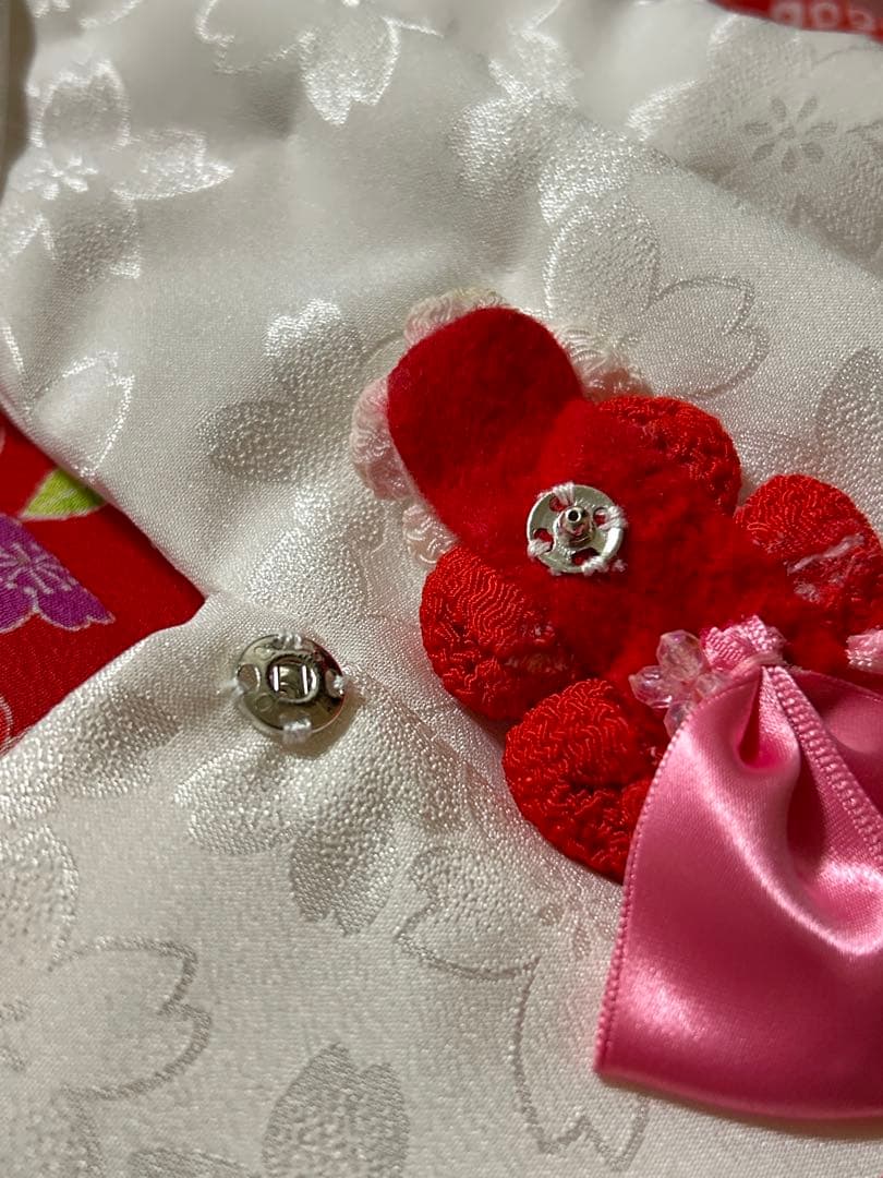 ラン様　花夢二　七五三3歳被布セット赤　日本製