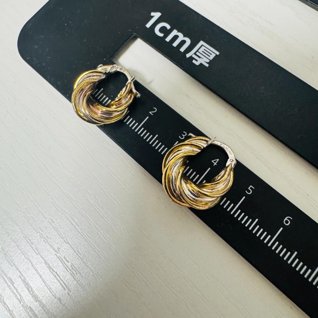 【箱付】BOTTEGA VENETA フープ　ピアス　ツイスト　Ag925