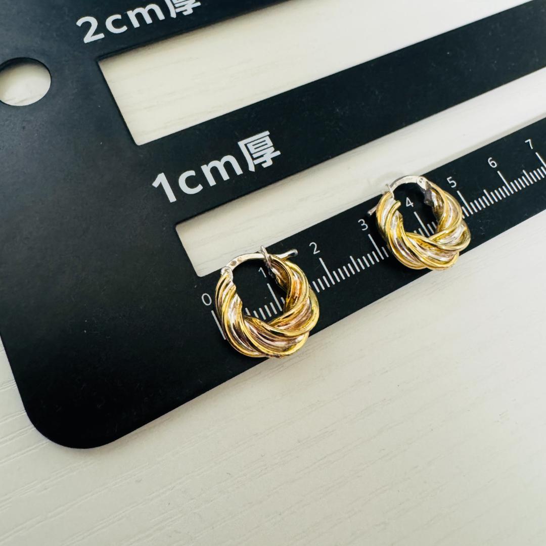 【箱付】BOTTEGA VENETA フープ　ピアス　ツイスト　Ag925