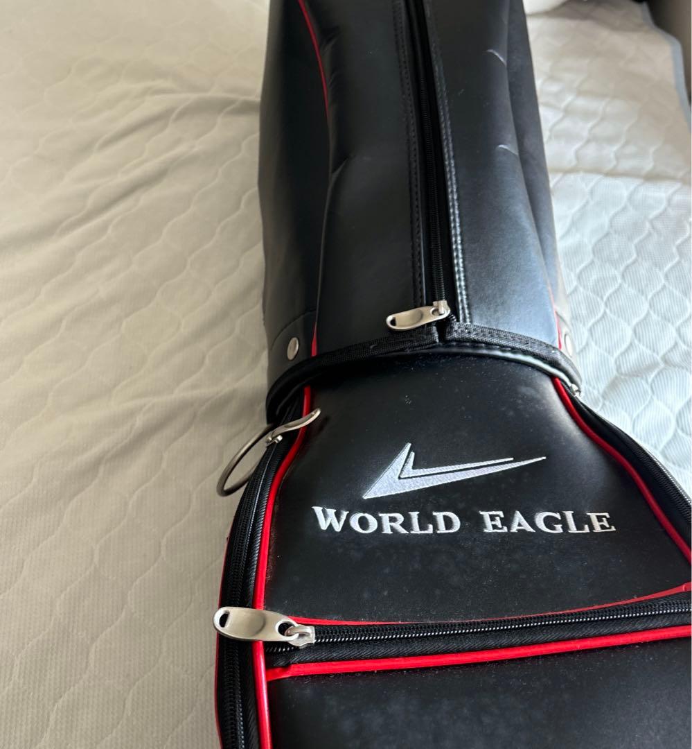 World Eagle ゴルフキャディバッグ 黒赤　ゴルフクラブつき