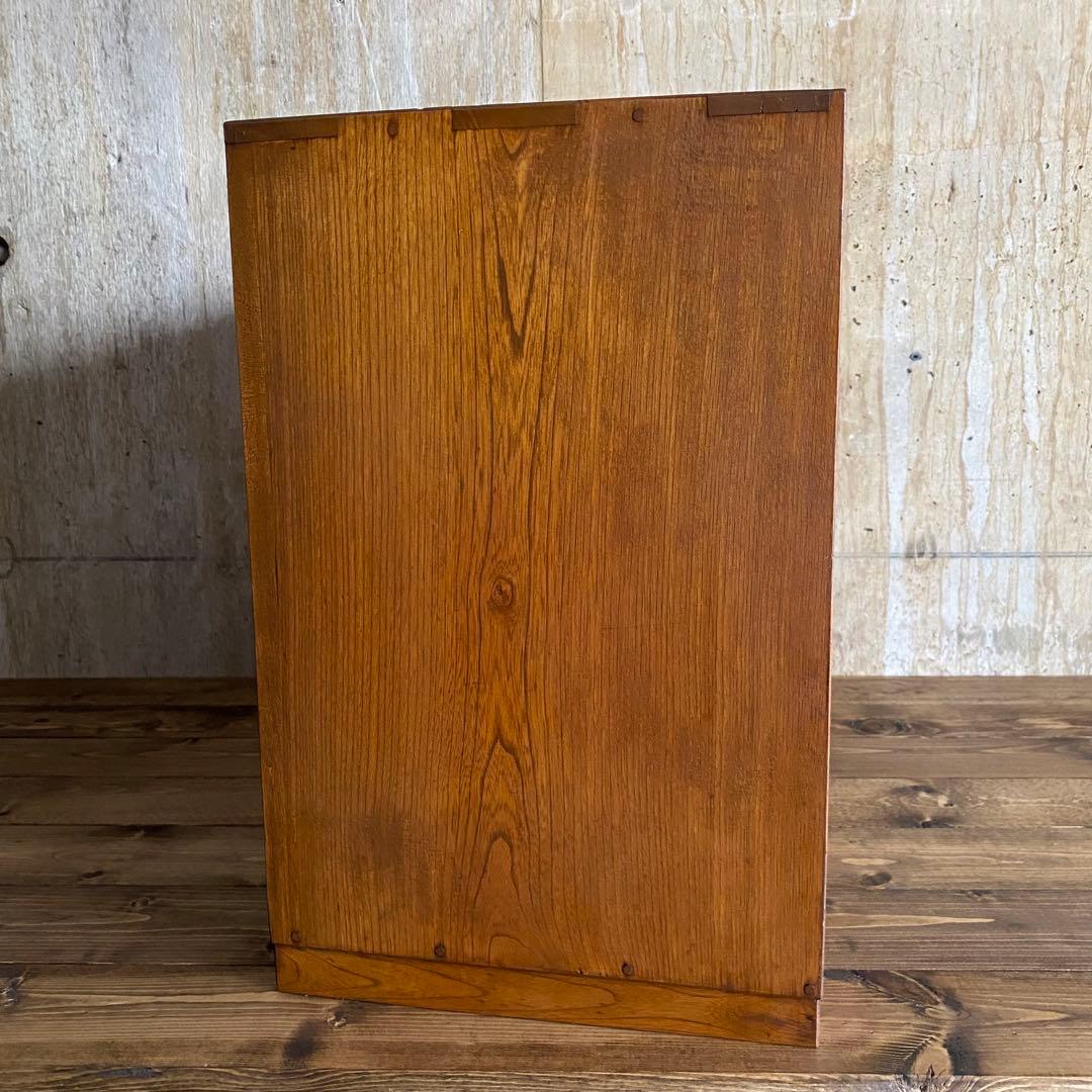 古家具 ヴィンテージ　ダイヤガラス　引戸棚　ミニキャビネット　無垢材　杉無垢