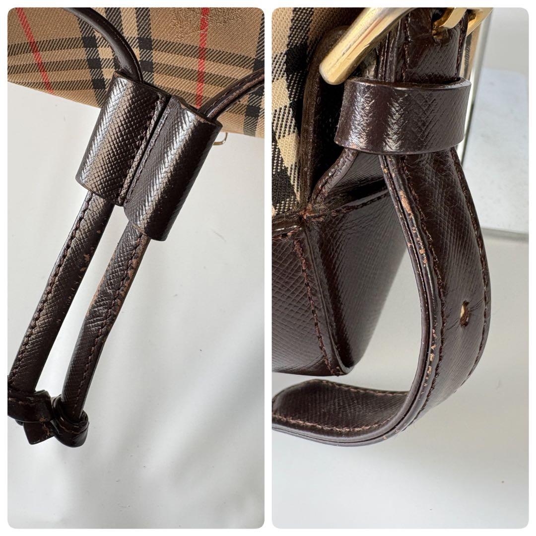 良品　バーバリー リュック 巾着 フラップ ノバチェック シャドーホース