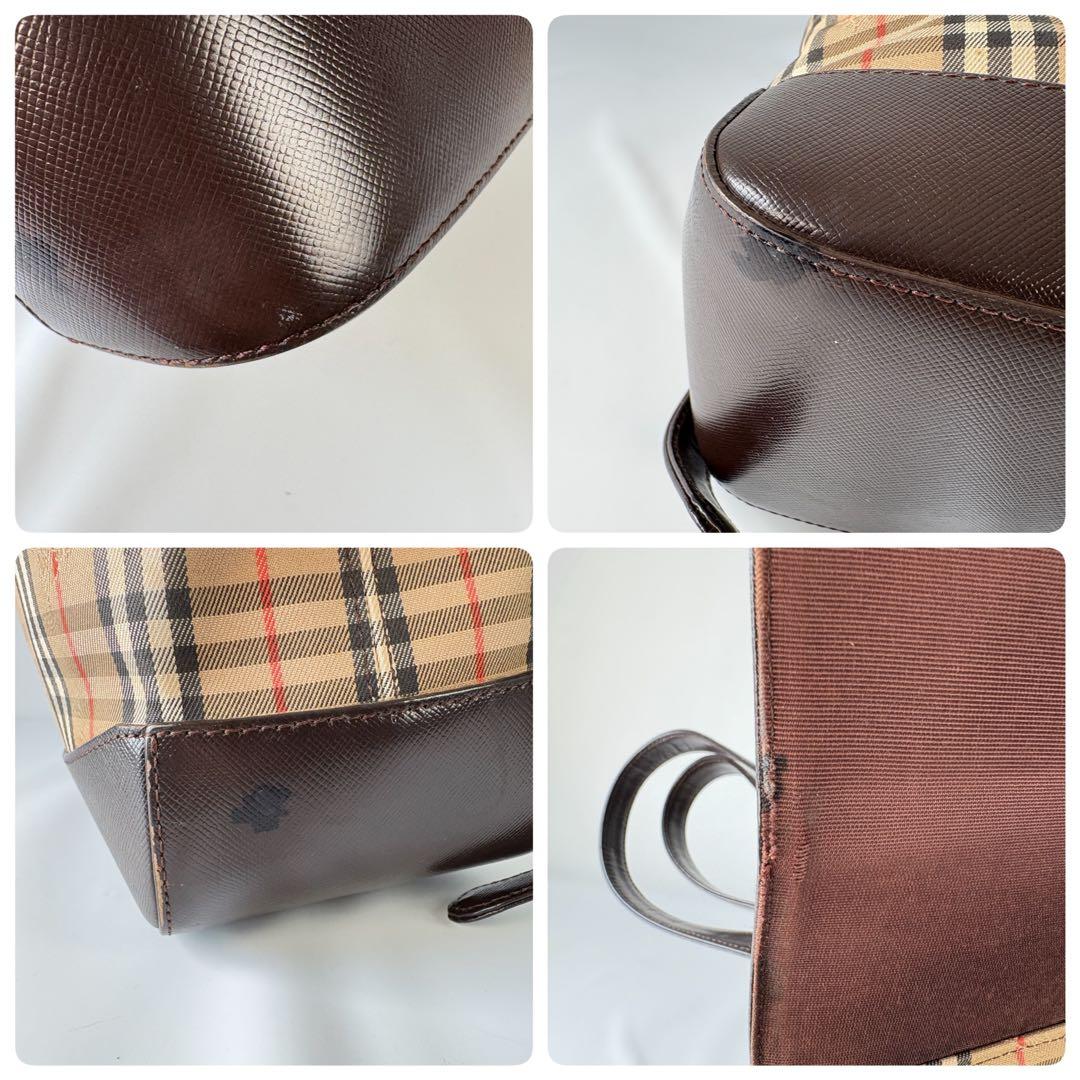 良品　バーバリー リュック 巾着 フラップ ノバチェック シャドーホース