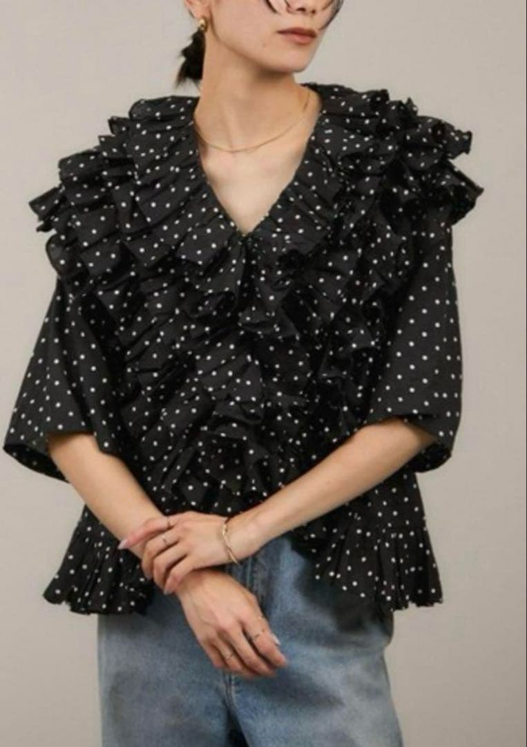 【希少】crinkle crinkle crinkle ドット フリルブラウス