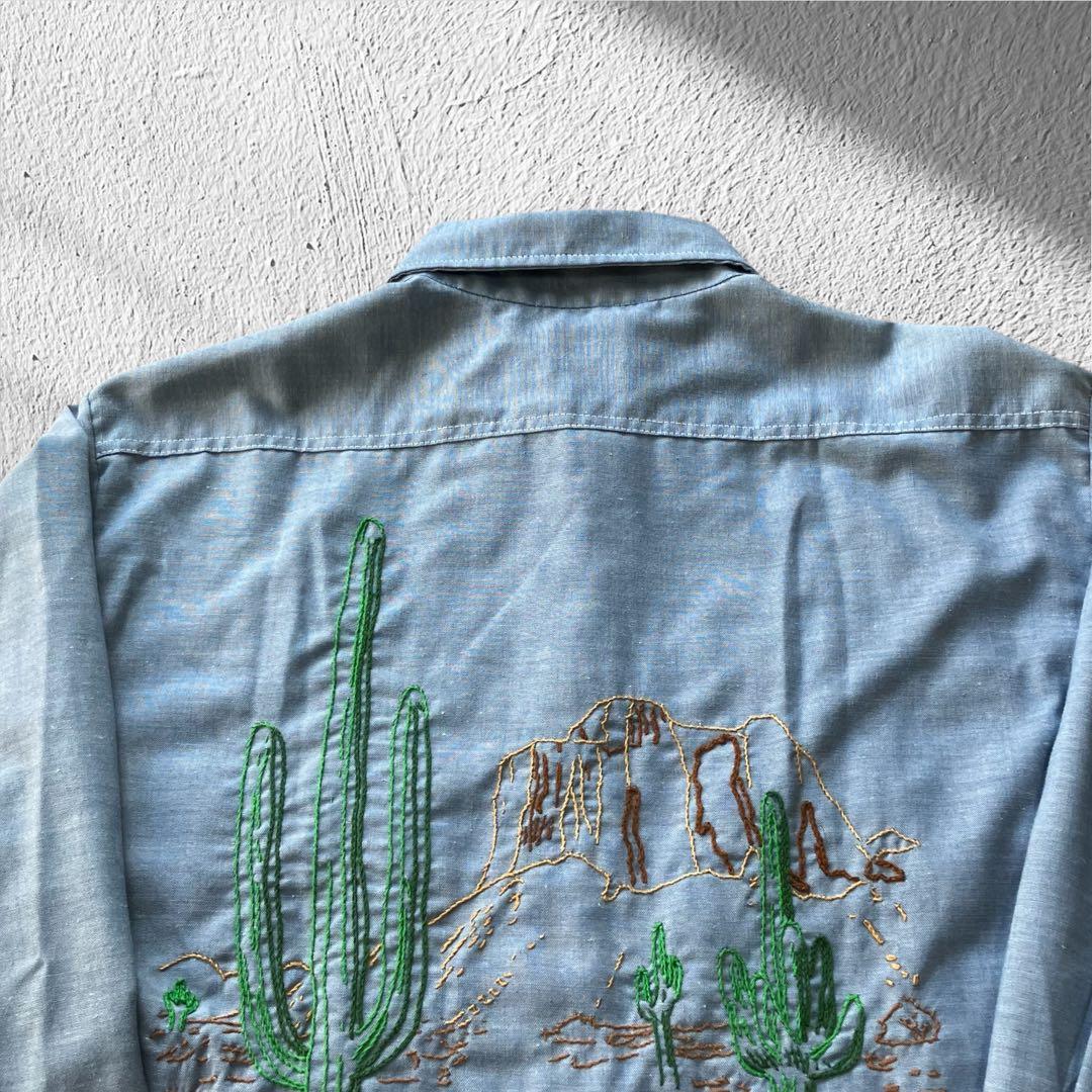 【極美品】70s BIG MAC 刺繍 シャンブレーシャツ バック刺繍 L相当