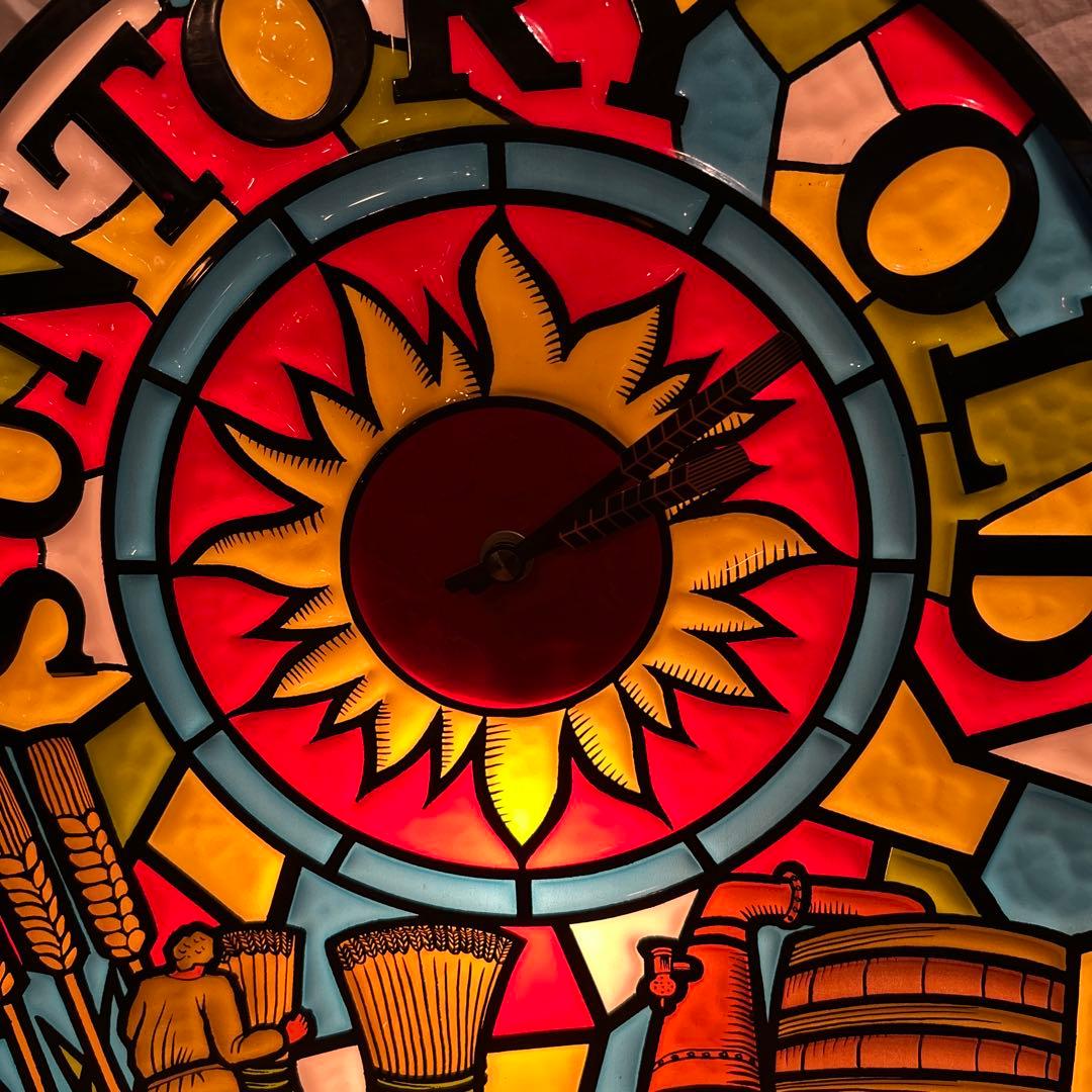 昭和レトロ　サントリーオールド ウイスキー　ステンドグラス型時計電飾　元箱付き