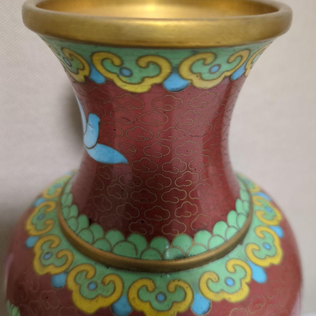 【匿名配送／色鮮やか／美品】伝統的中国風 花瓶 赤茶色と緑色２個セット