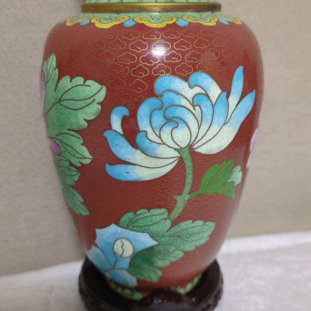 【匿名配送／色鮮やか／美品】伝統的中国風 花瓶 赤茶色と緑色２個セット