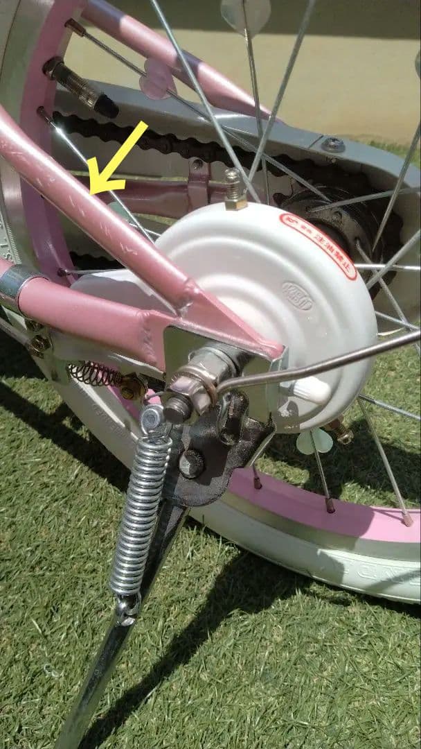 あさひサイクル　メゾピアノ　１６インチ自転車　スタンド補助輪、舵取りハンドル付き