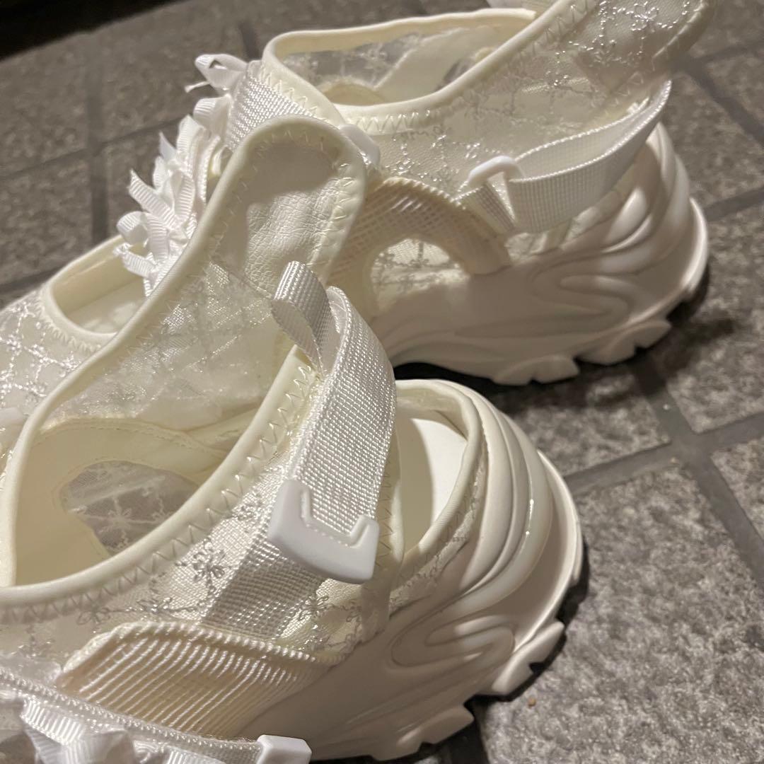 merry jenny ribbonシアーベルクロスニーカー ホワイト L 箱有