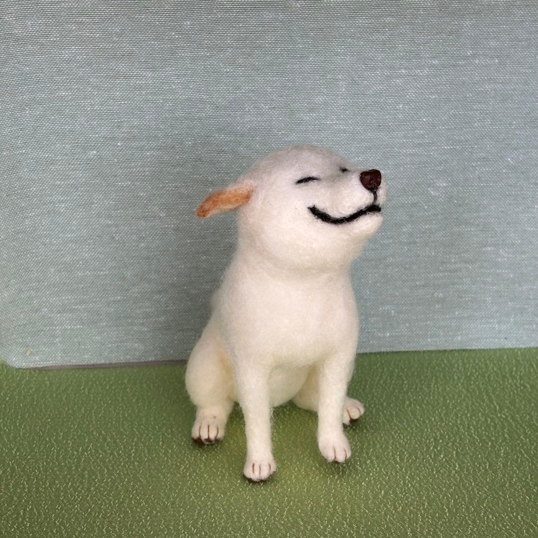 柴犬　白柴　羊毛フェルト　ハンドメイド　No.94