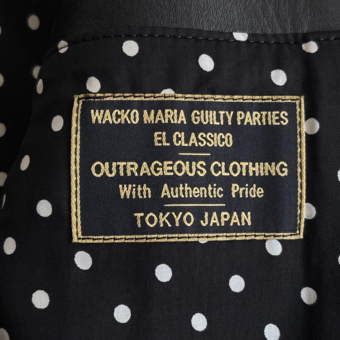 未使用級■WACKO MARIA【M】本革 レザージャケット ドット 総裏 黒