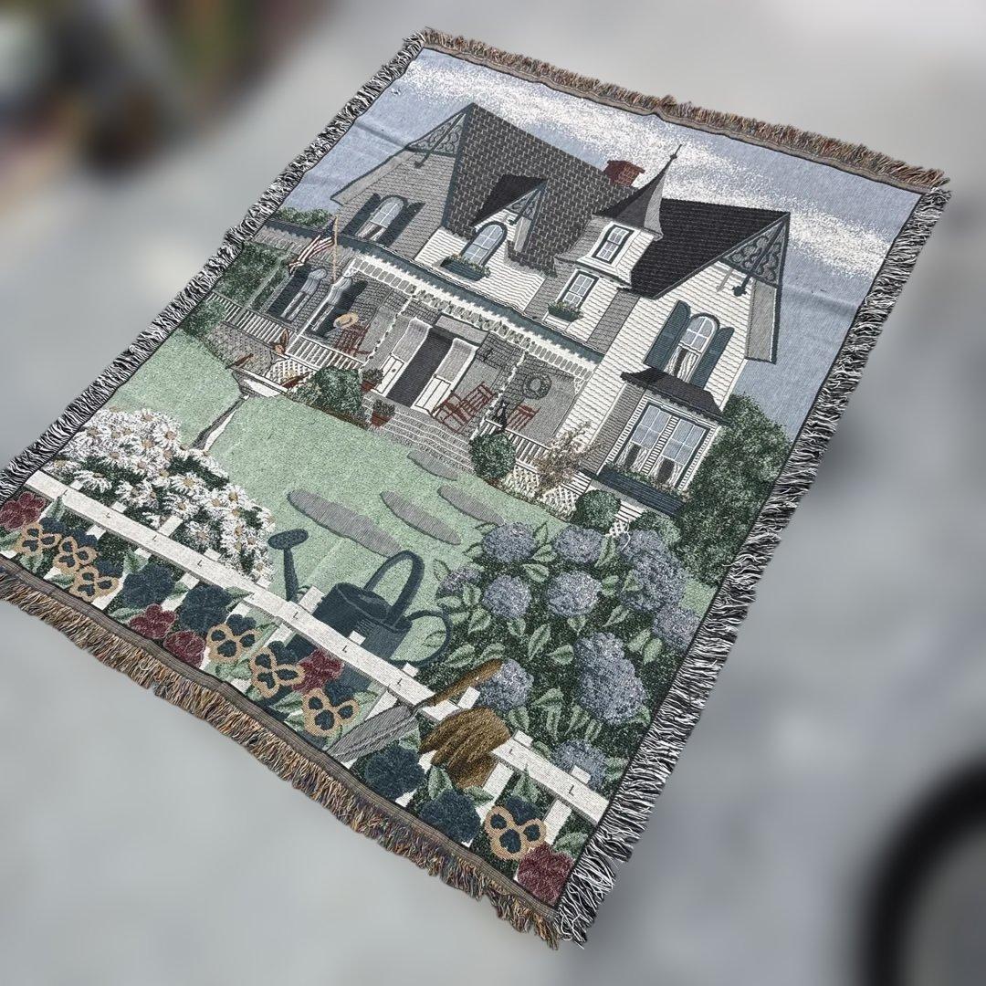 家　花　マルチカバー　ソファカバー　ヴィンテージラグ　172x135