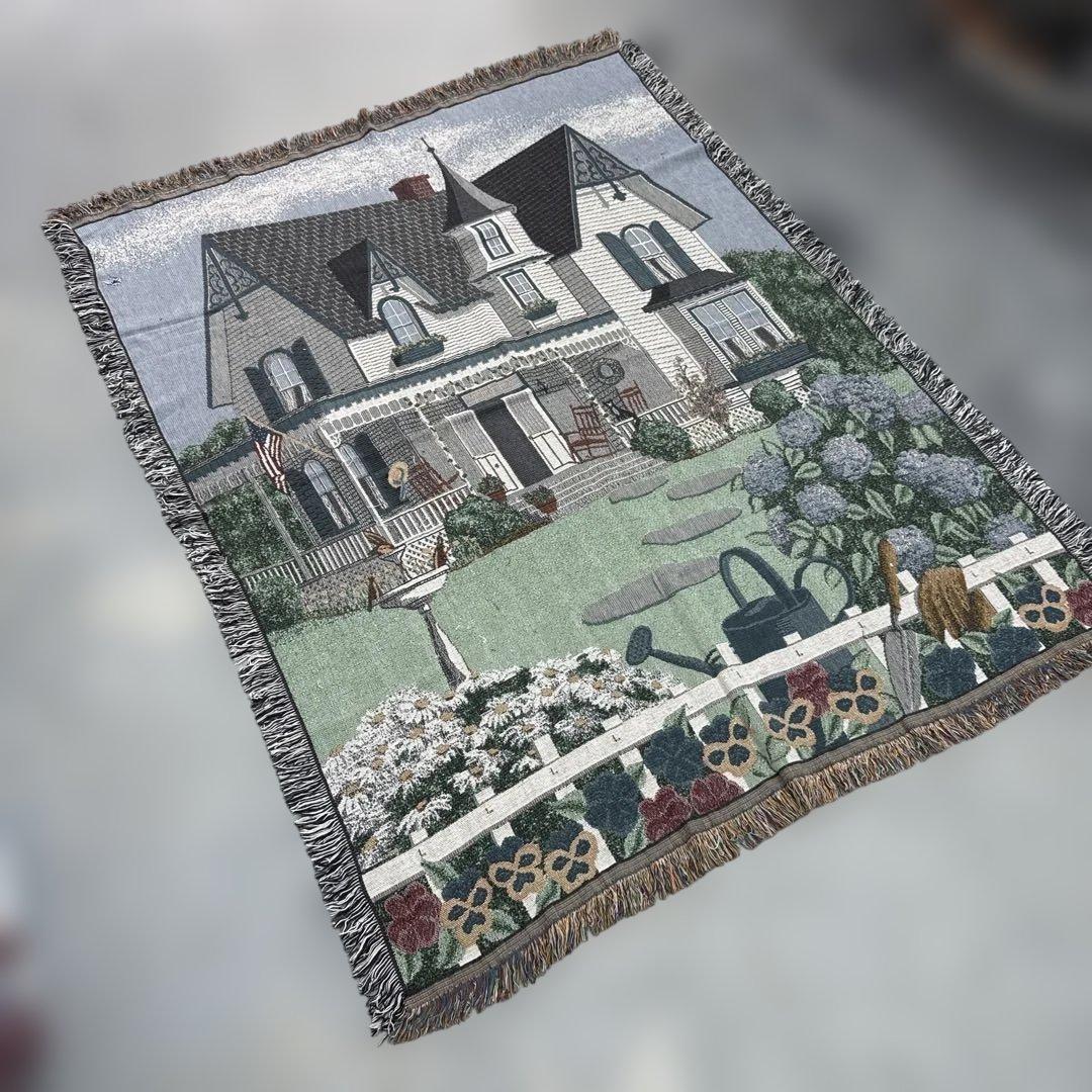 家　花　マルチカバー　ソファカバー　ヴィンテージラグ　172x135