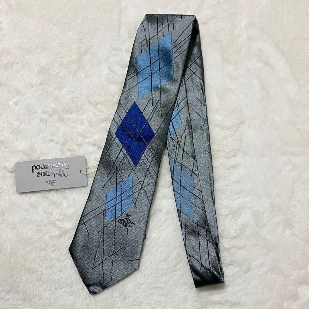 新品同様 タグ付 ヴィヴィアンウエストウッド ネクタイ 絹 シルク オーブ 総柄