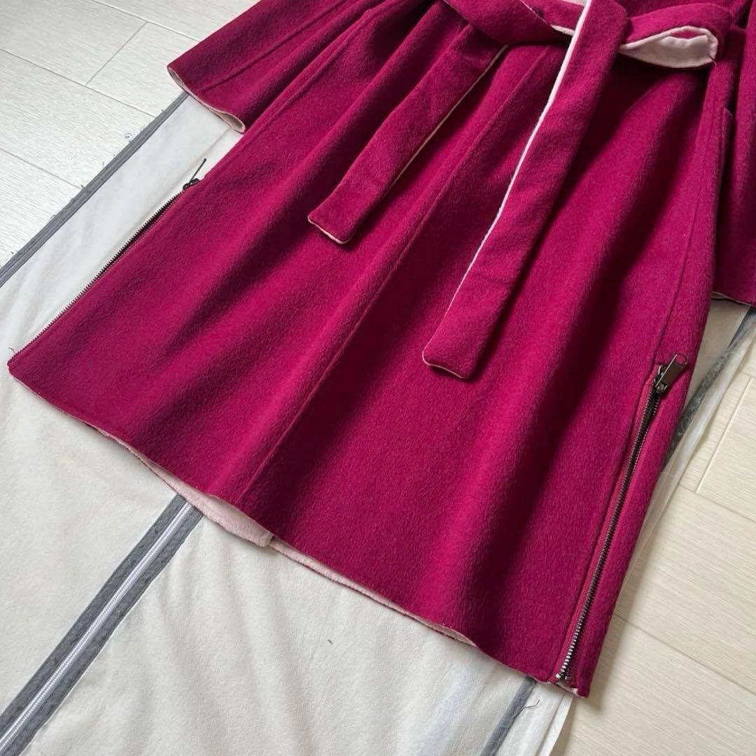 マックスマーラ ダブルフェイス バイカラー エクリュボルドー コート